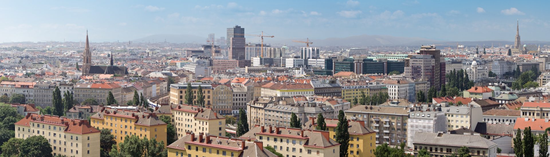 Things to do in Vienna Austria from a walking tour Vienna to day trips from Vienna. Explore the Vienna Old Town. Panorama view of the Austrian capital, Vienna. The City scape includes the famous St. Stephens Cathedral in the right of the picture.