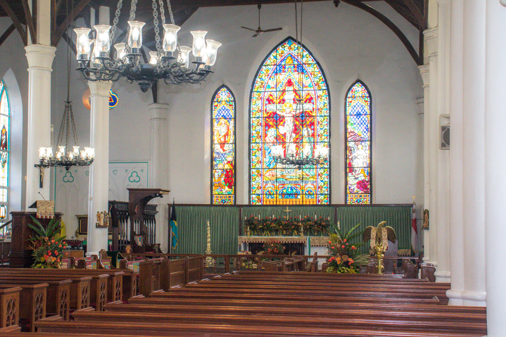 The historical Christ Church Cathedral in Nassau Old Town, one of the many historical Landmarks and top things to do in Nassau Bahamas